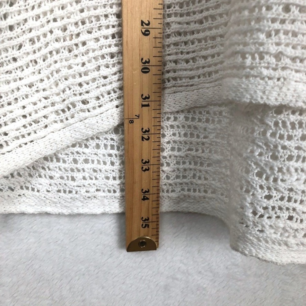PURE JILL 100% Cotton Open Knit Hooded Tunic Sweater Sz L White Coastal Beachy - Picture 8 of 13